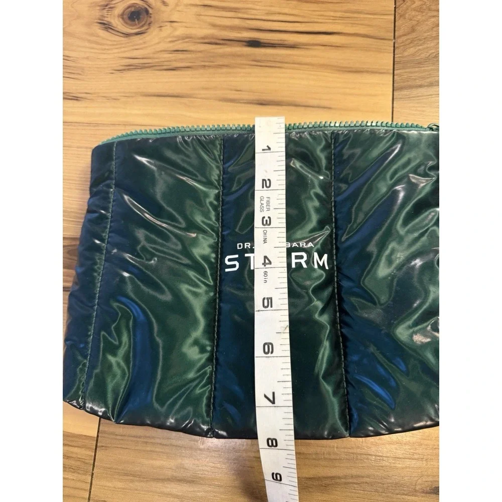 Dr. Barbara Sturm Cosmetic Bag Pouch Dark Green Quilted Puffer Zip Makeup Case